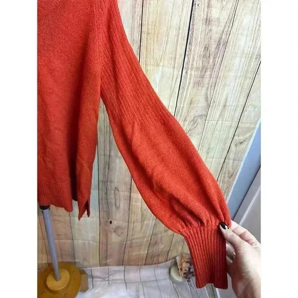 Anthropologie Cowl Neck Balloon Sleeves Sweater Burnt Orange Size S - Picture 2 of 8